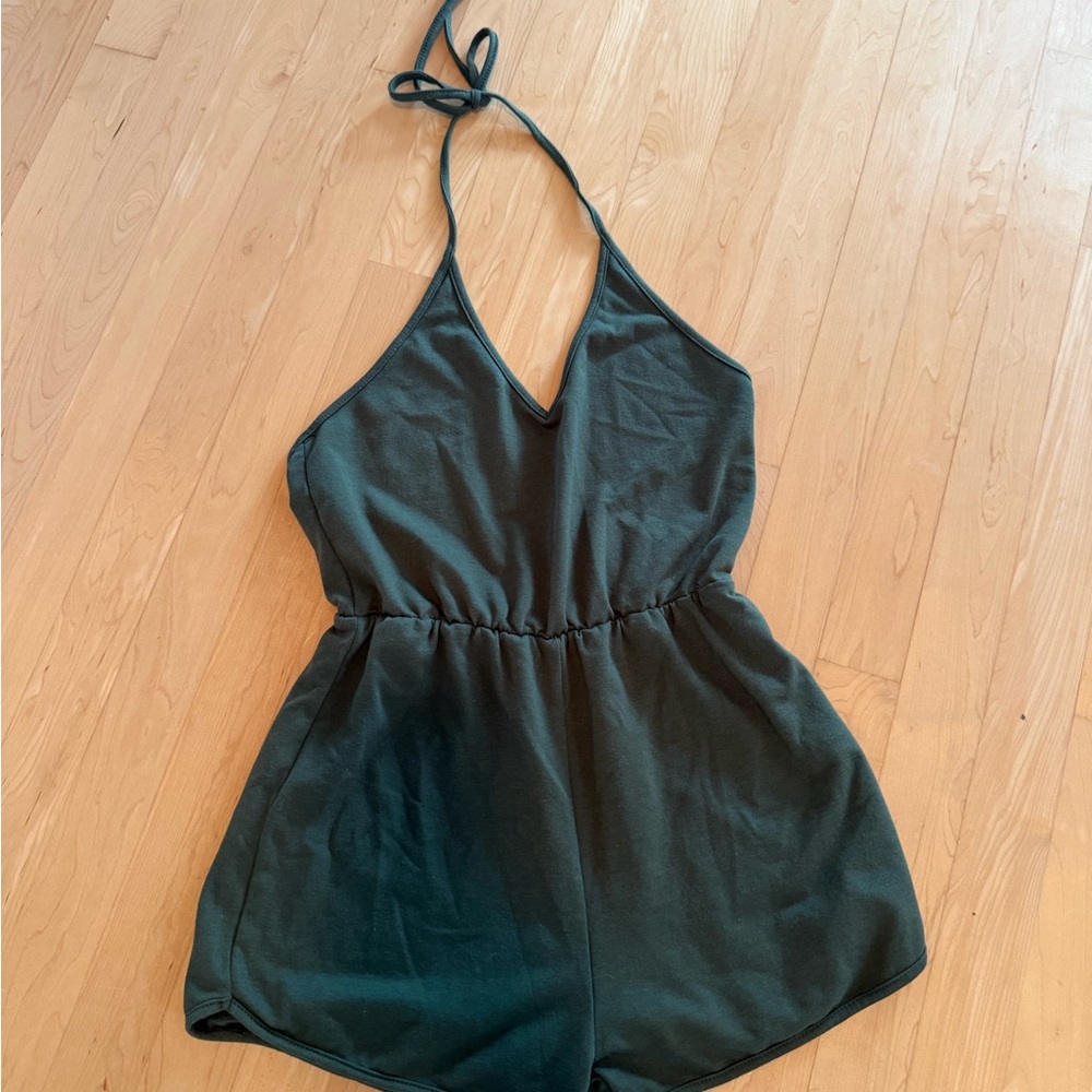 SHEIN Dark Green Halter Jumpsuit